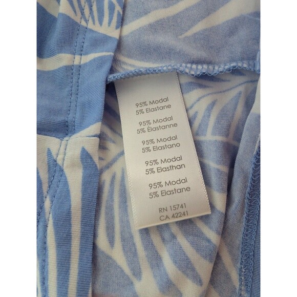 P.J. Salvage Lounge Pajama Set Palm Leaf Print Tank & Shorts Blue White Sz S - Picture 5 of 5